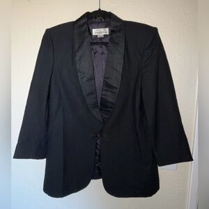 Vintage Saks Fifth Avenue 100% Pure Wool Black Blazer SIZE 10 (Large)
